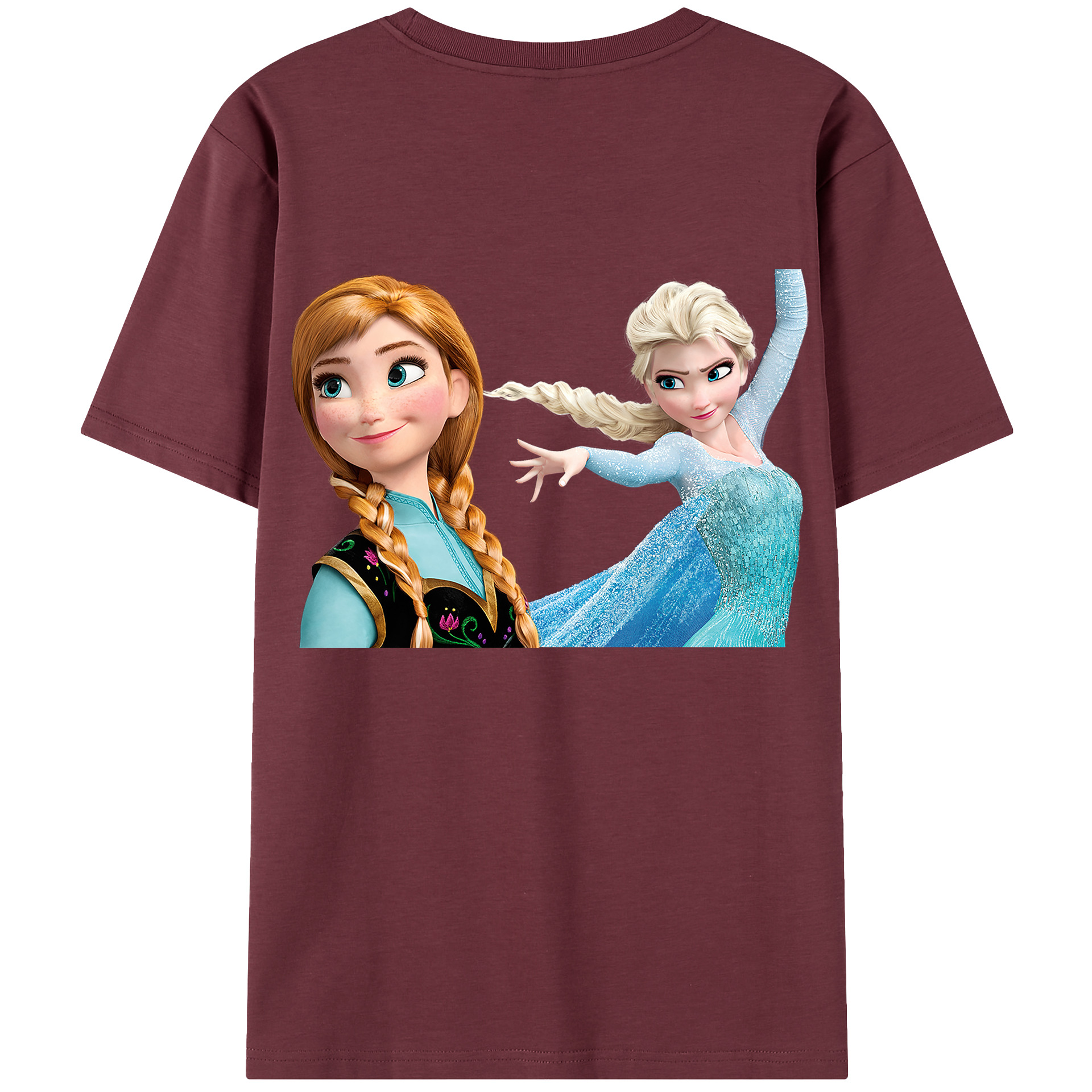 （画像用） アナと雪の女王 アンナ エルサ Frozen Anna Elsa 綿100％半袖Tシャツ（背面プリント）